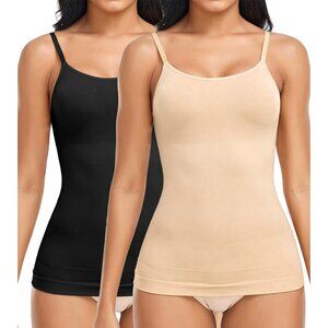 2 Pack Black & Beige Compression Tank Cami - Shapewear